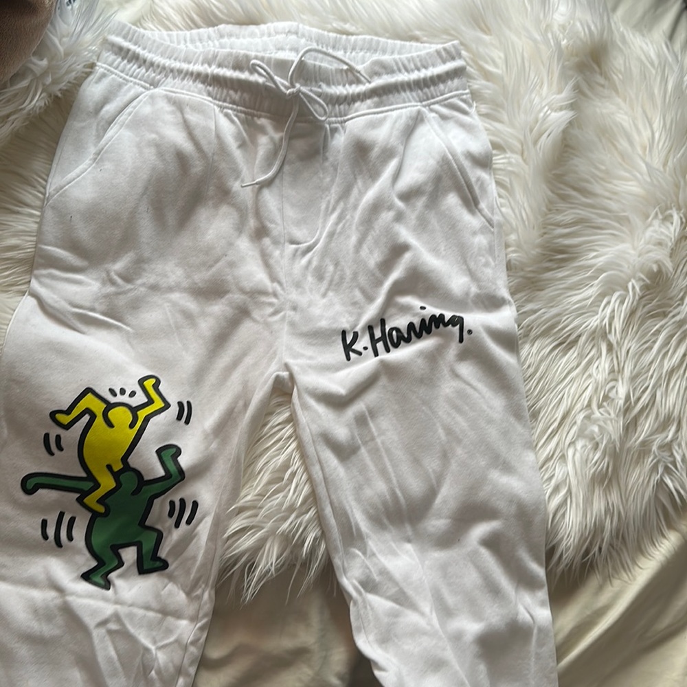 Keith Haring White Designed Sweatpants